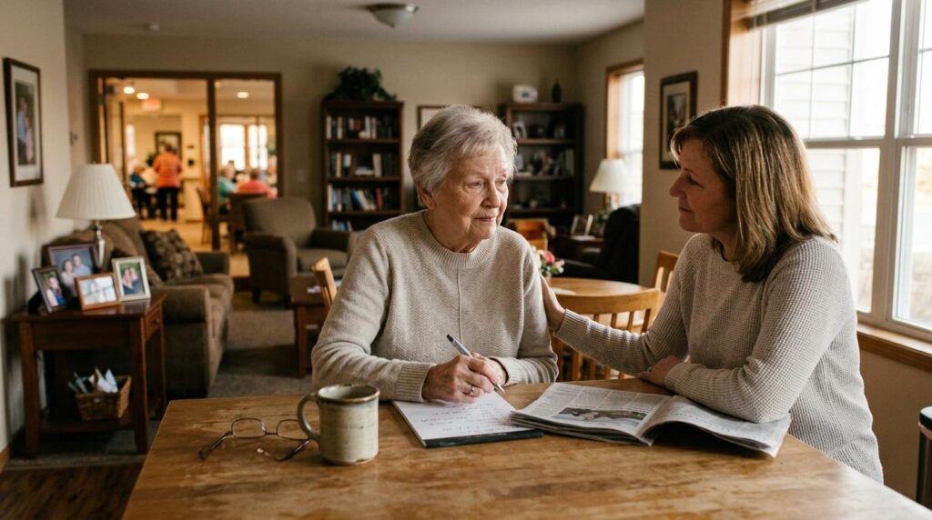 Older adult showing signs of memory confusion during a conversation, representing early Alzheimer's warning signs in seniors.